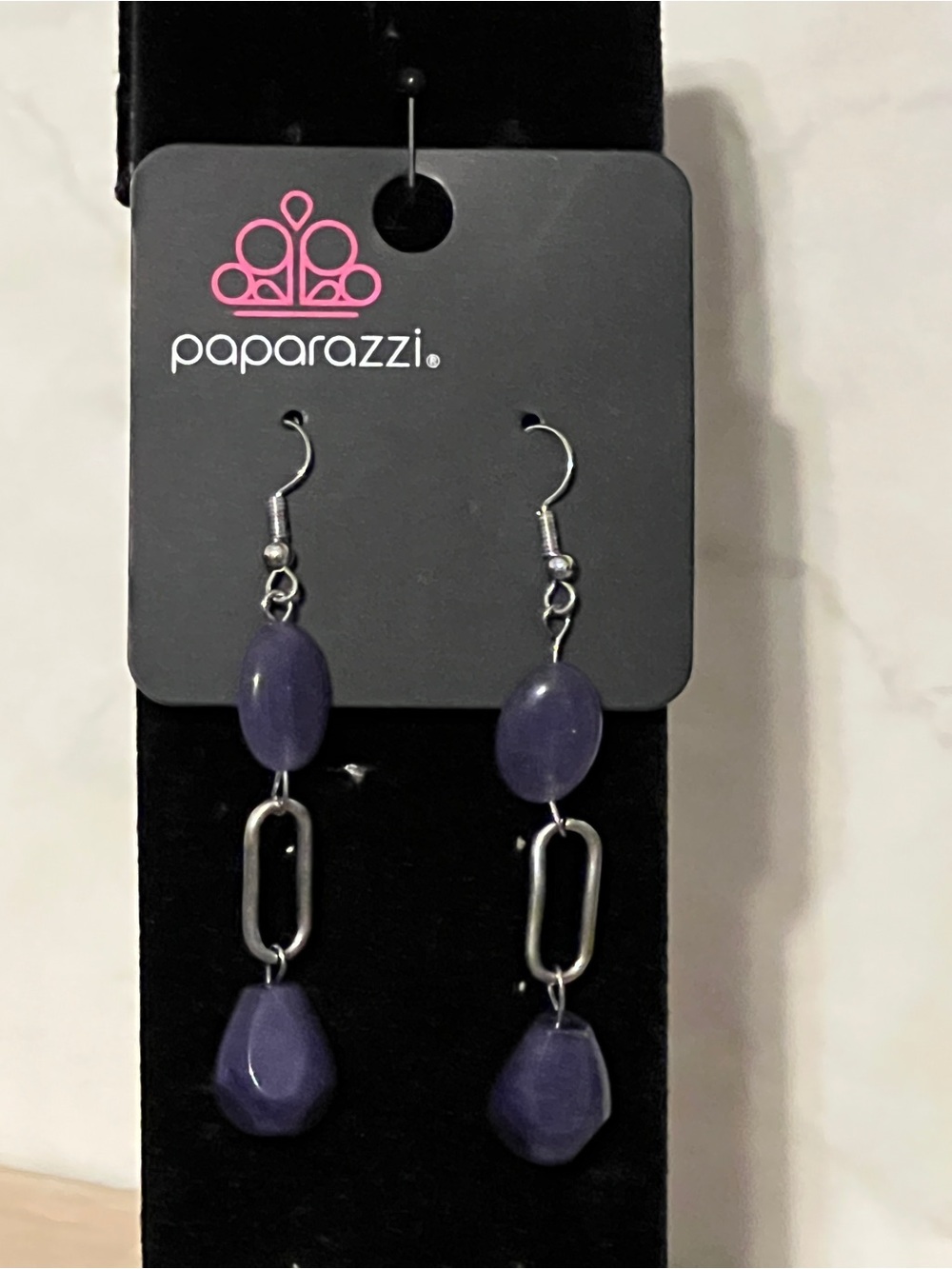 Paparazzi Deep Purple Bead and Link Drop Earrings